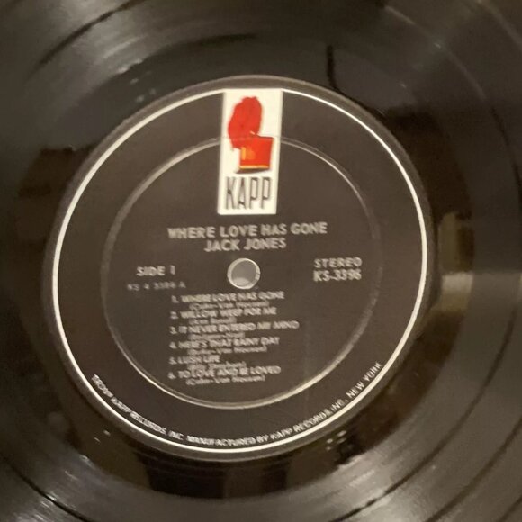 Jack Jones Where Love Has Gone (Vinyl, 1964) Kapp Records KS-3396 VG+ LP Record - Picture 8 of 10